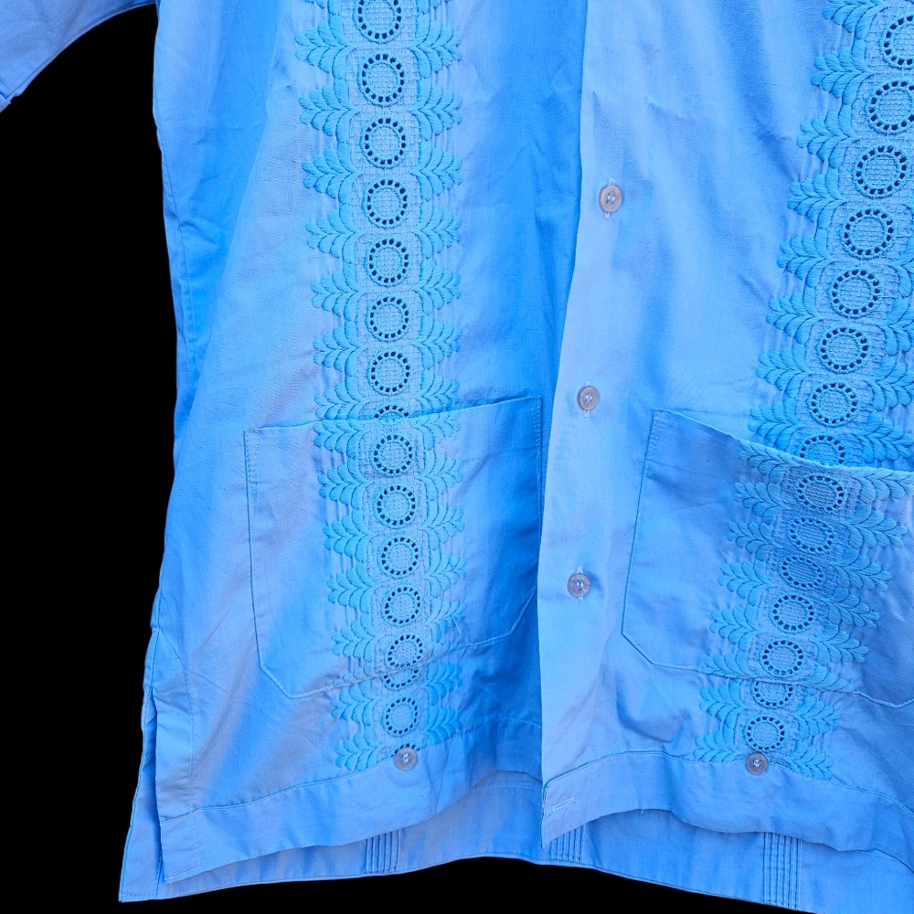 Light Blue Short Sleeve Shirt Men Size S - Picture 4 of 15